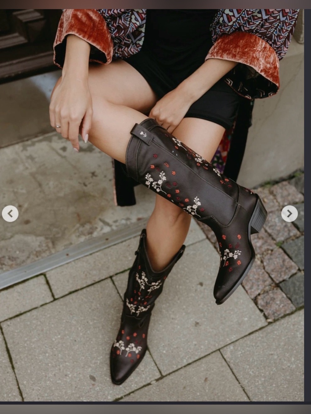 🔥🔥Zara Embroidered Brown  Western Knee 100% leather Boot